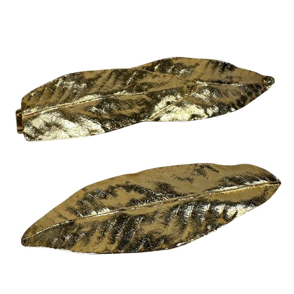 Vintage Mimi Di N 1982 Gold Tone Leaf Belt Buckle Statement Hardware Botanical
